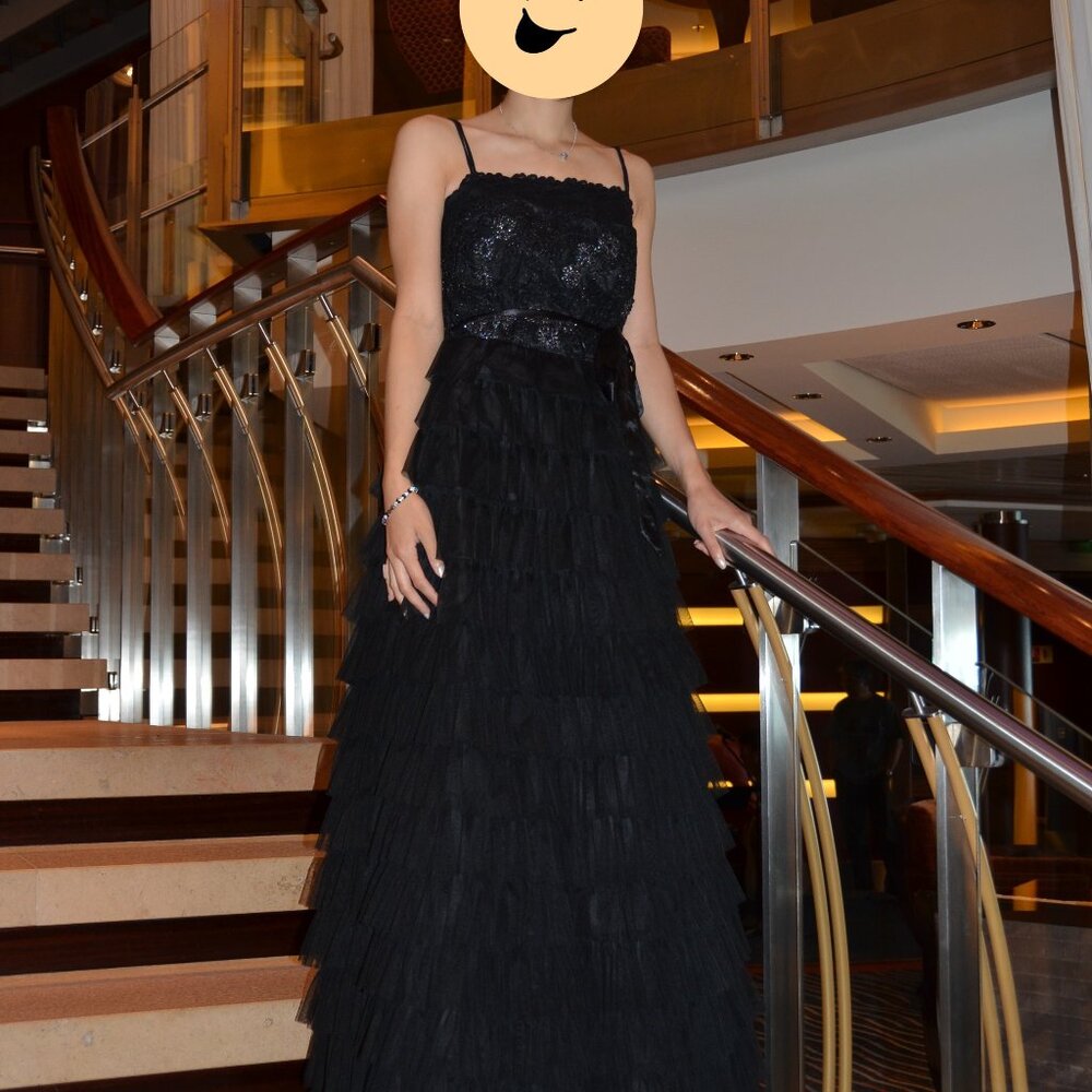 Black Layered Formal Dress, S